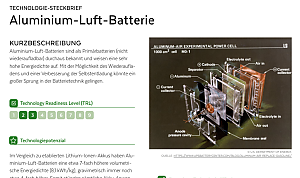Steckbrief Aluminium-Luft-Batterie